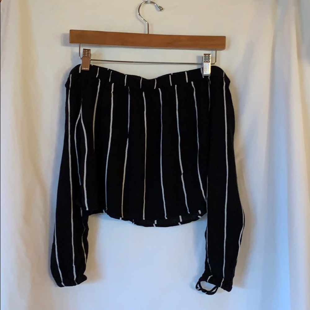 Kendall & Kylie striped off the shoulder long slv